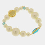 Bracciale in Metallo sfere grandi con cristallo azzurro - BYSIMON gioielli