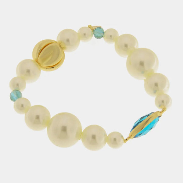 Bracciale in Metallo sfere grandi con cristallo azzurro - BYSIMON gioielli