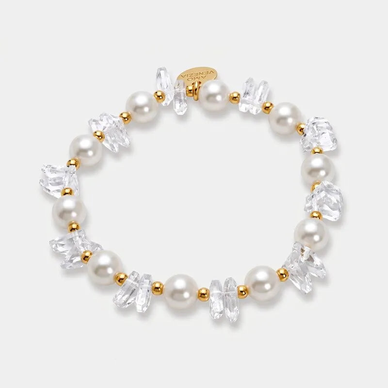 Bracciale in Metallo elastico sfere e cristalli