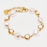 Bracciale in Metallo perle irregolari con cristalli rosa - BYSIMON gioielli