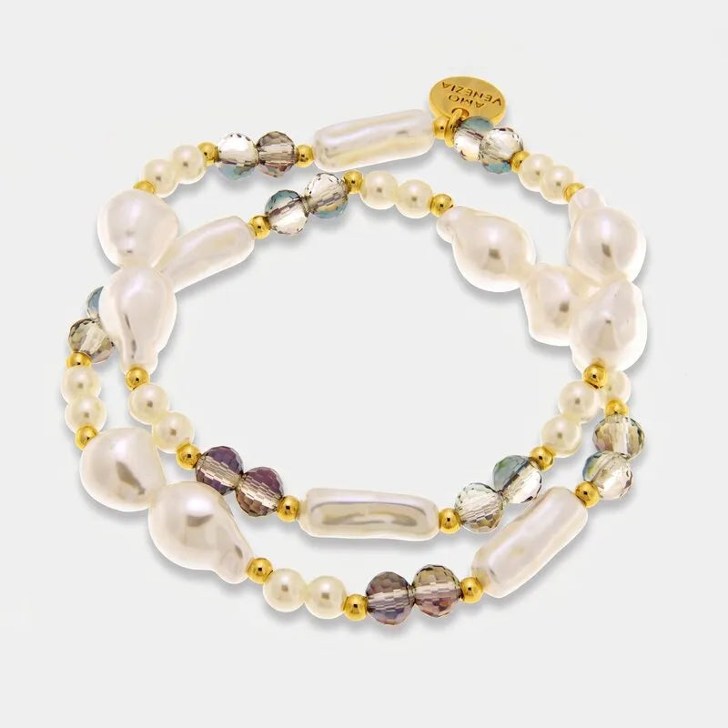 Bracciale in Metallo spirale multifilo avorio