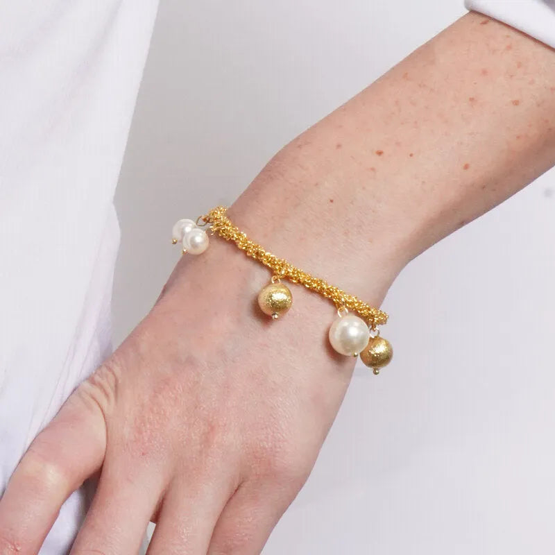 Bracciale in Metallo catena intrecciata con charm