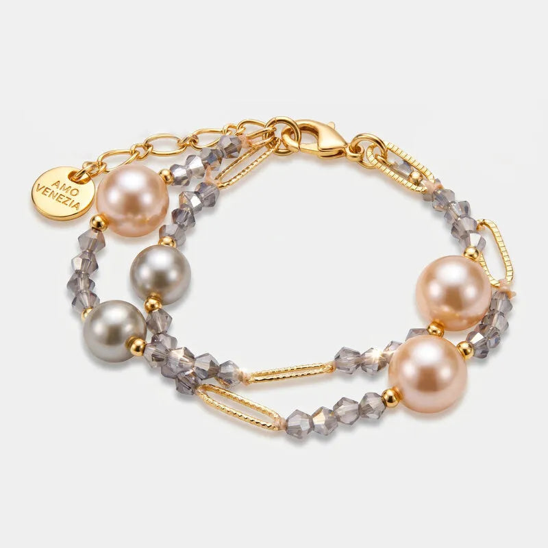 Bracciale in Metallo multifilo catene e cristalli