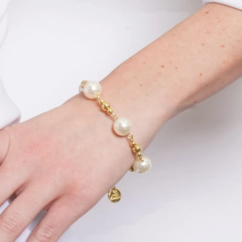 Bracciale in Metallo catena perle barocche dorate