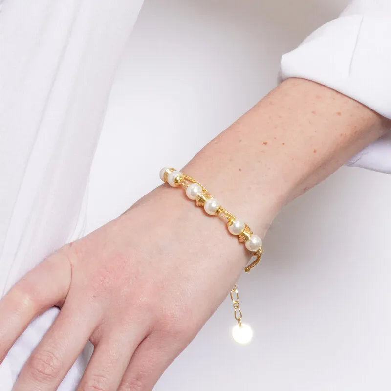 Bracciale in Metallo doppia groumette perle