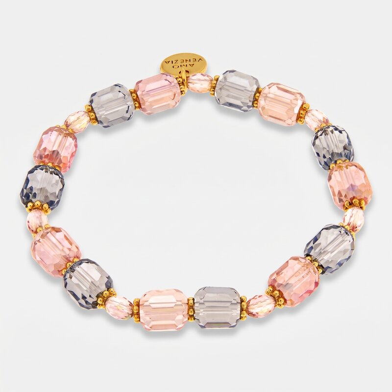 Bracciale in Metallo cristalli rosa - BYSIMON gioielli