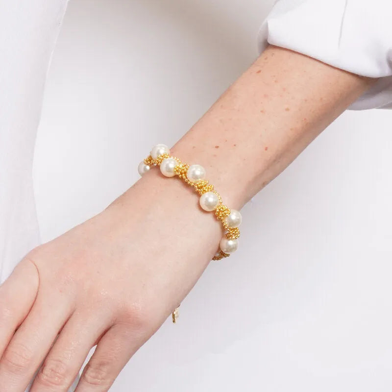 Bracciale in Metallo perle barocche microsfere