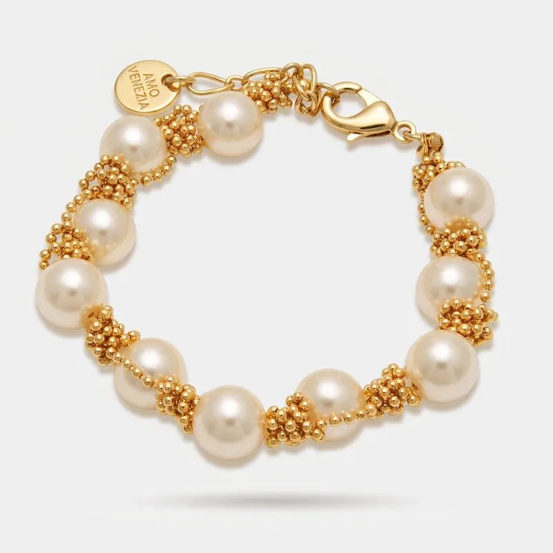 Bracciale in Metallo perle barocche microsfere