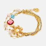 Bracciale in Metallo multifilo con cristalli colorati - BYSIMON gioielli