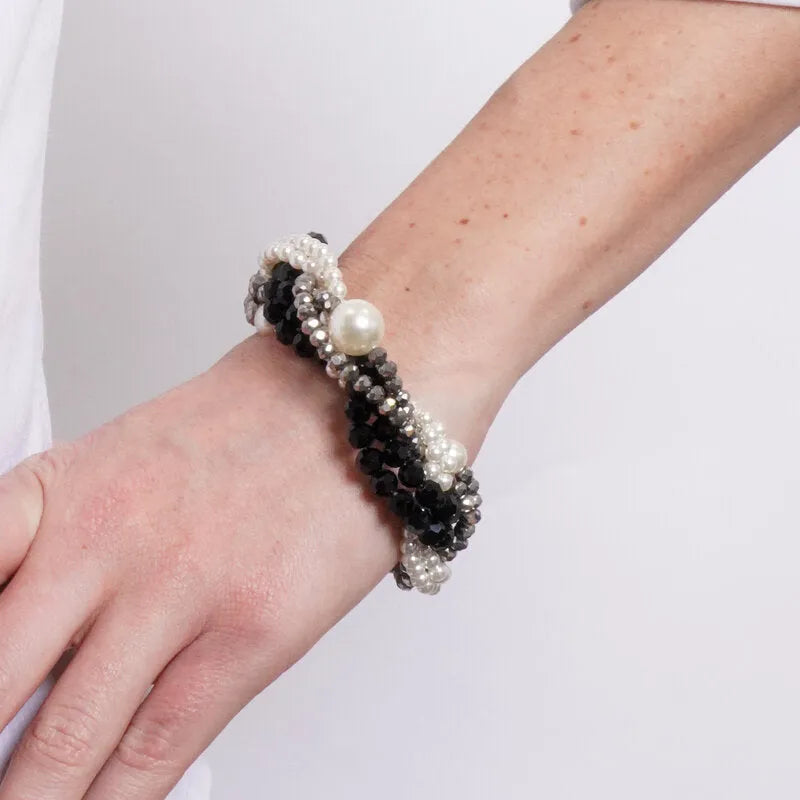 Bracciale in Metallo multifilo cristalli toggle