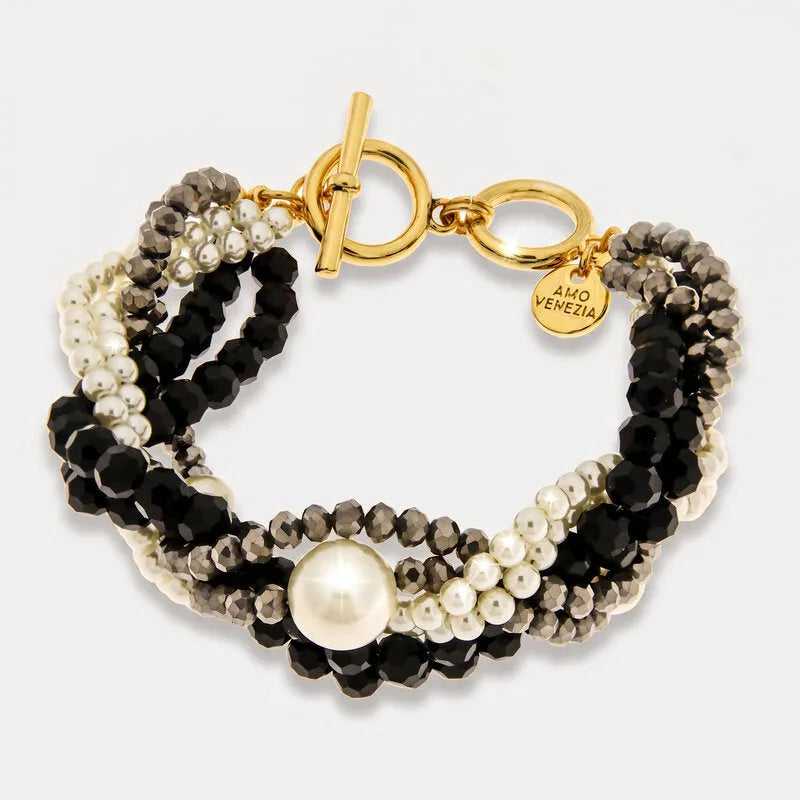 Bracciale in Metallo multifilo cristalli toggle