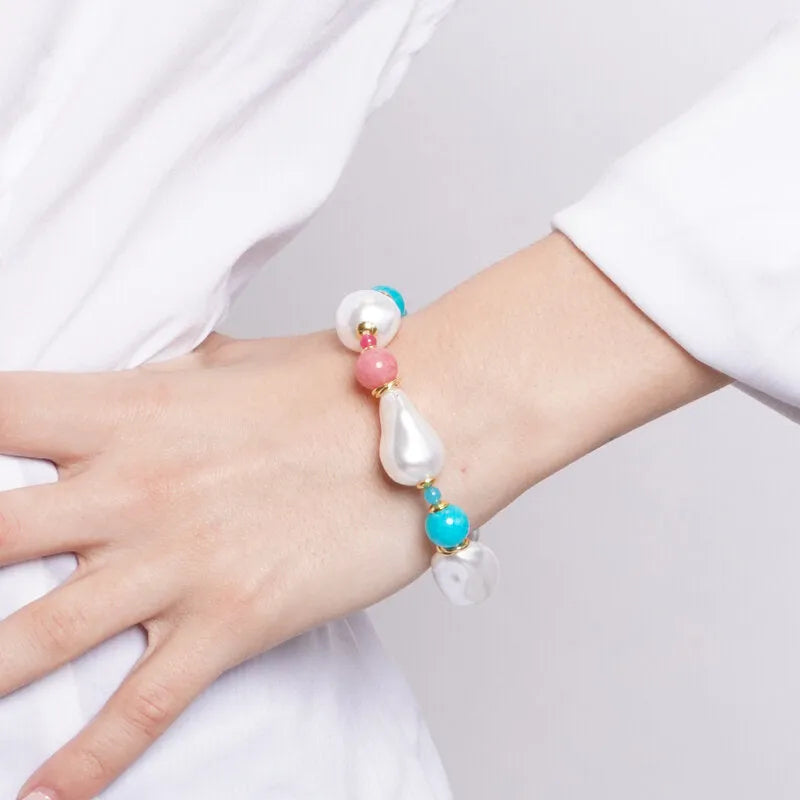 Metal, Pearl, and Crystal Bracelet