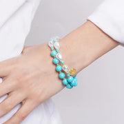 Bracciale in Metallo con sfere turchesi e bianche