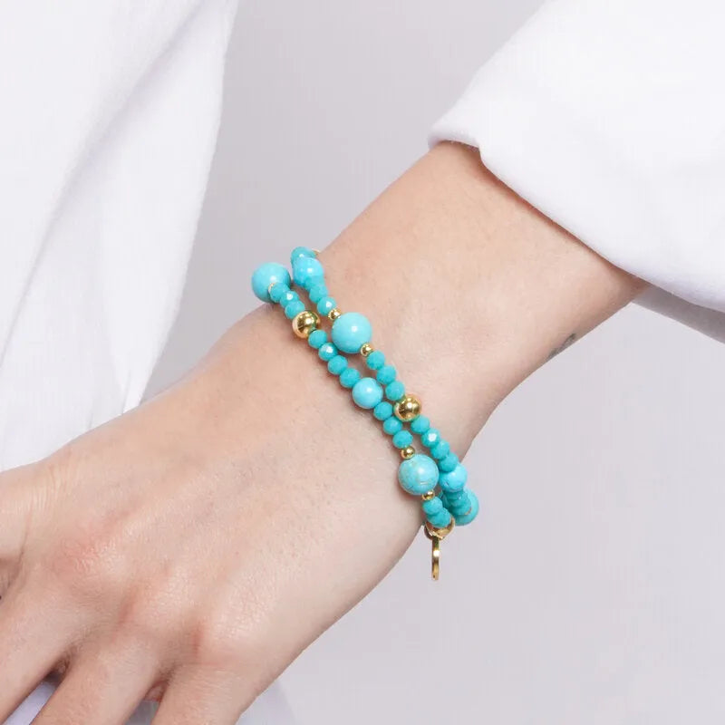 Metal Bracelet with Turquoise Beads