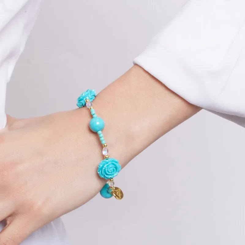 Turquoise Flower Metal Bracelet
