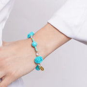 Bracciale in Metallo fiore turchese