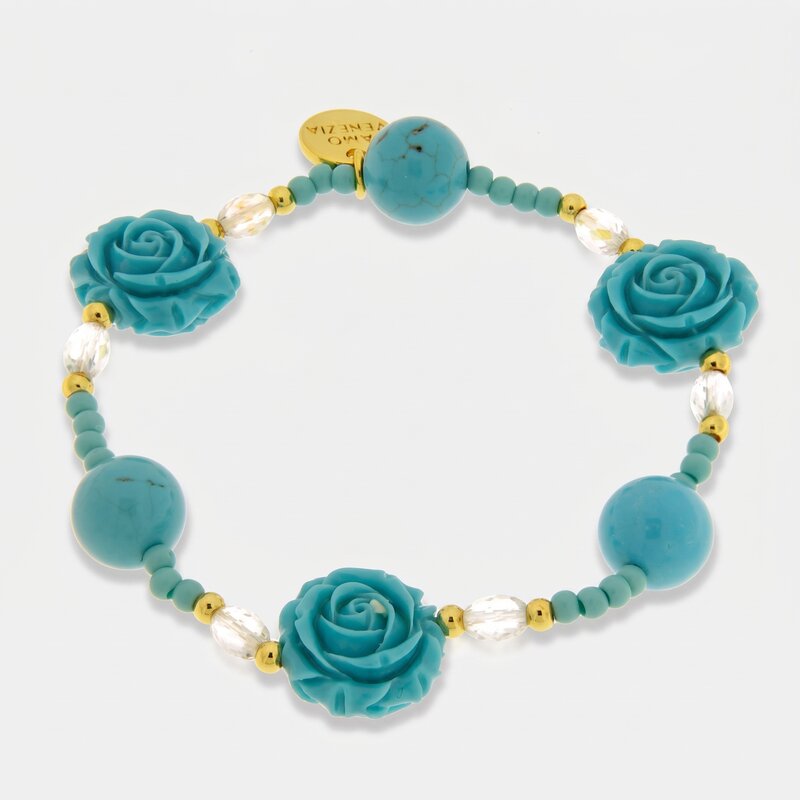 Bracciale in Metallo fiore turchese - BYSIMON gioielli