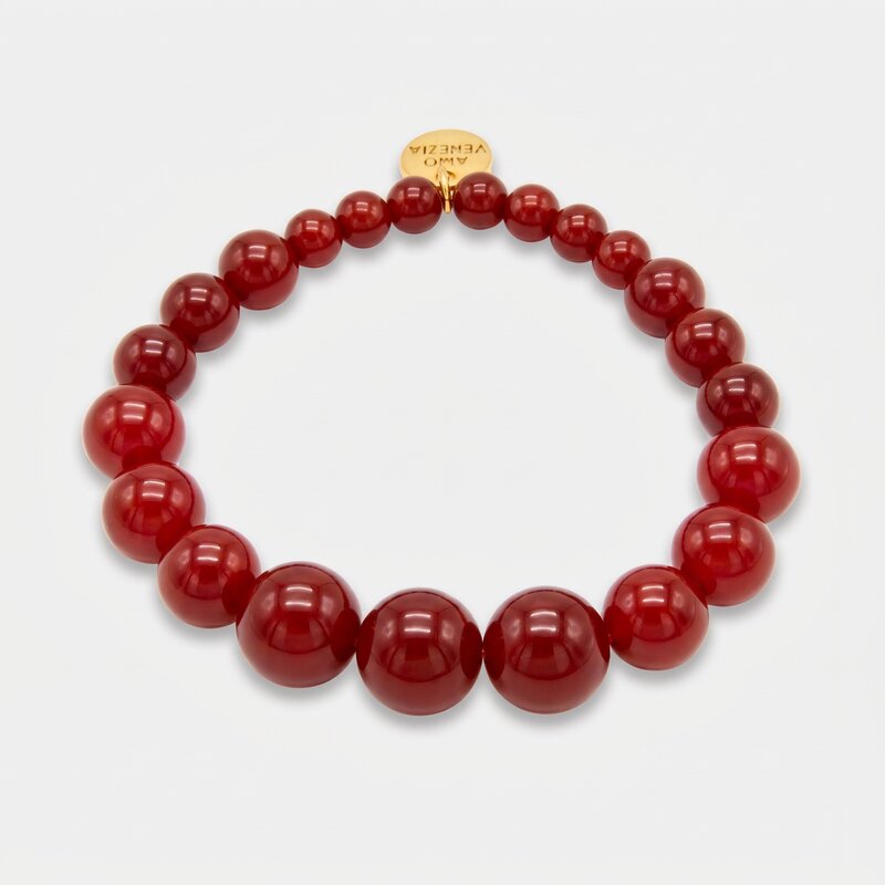 Bracciale in Metallo giro di sfere rosse - BYSIMON gioielli