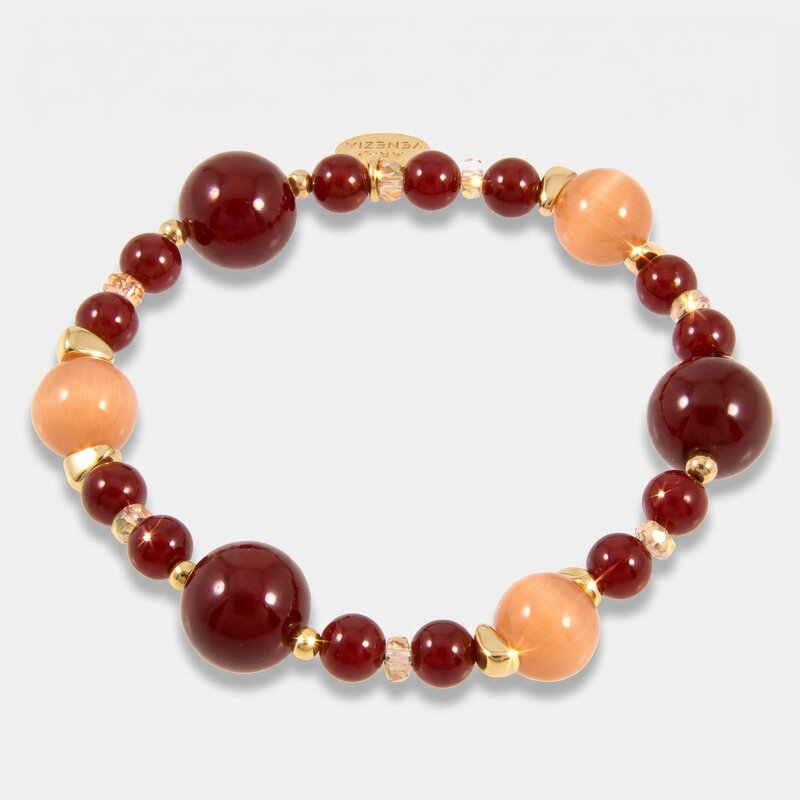 Bracciale in Metallo sfere rosse e arancio - BYSIMON gioielli