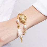 Bracciale in Metallo doppio con perle e cammeo