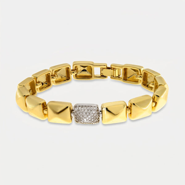 Bracciale in Metallo Maglia rigida dorata zircone elegante AMOVENEZIA - gioiello BySimon