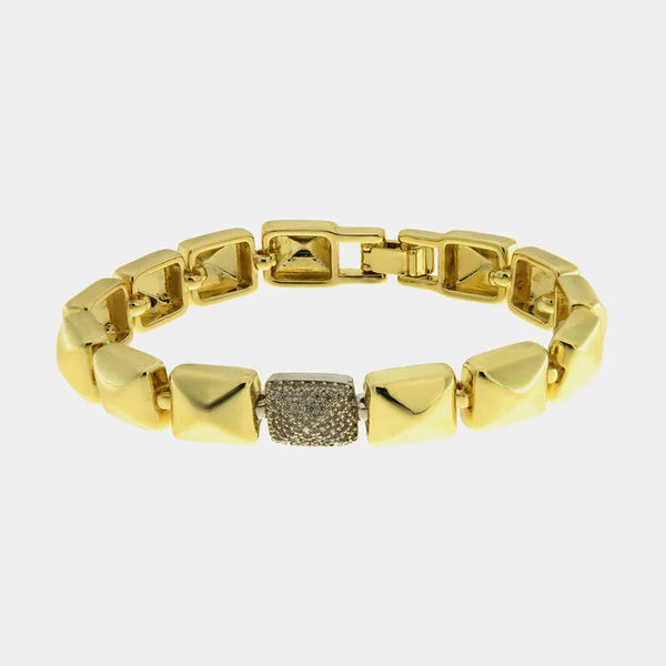 Bracciale in Metallo Maglia rigida dorata zircone elegante AMOVENEZIA - gioiello BySimon