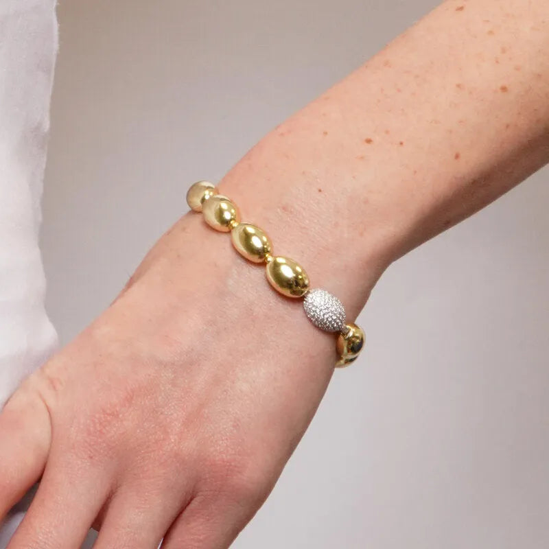 Bracciale in Metallo Dorato sfere rotonde medaglione donna