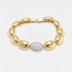 Bracciale in Metallo Dorato sfere rotonde medaglione donna - BYSIMON gioielli