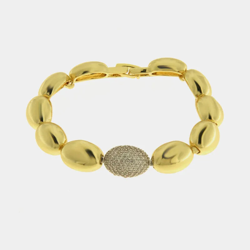 Bracciale in Metallo Dorato sfere rotonde medaglione donna
