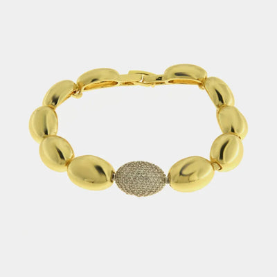 Bracciale in Metallo Dorato sfere rotonde medaglione donna