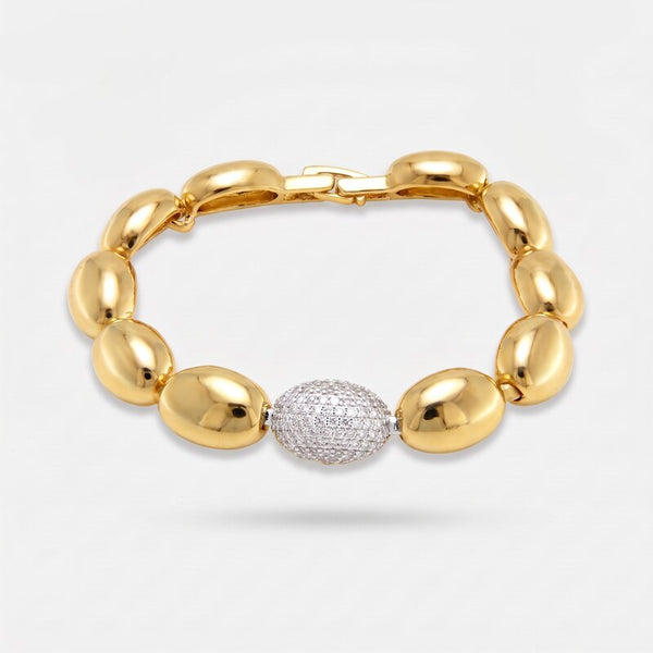 Bracciale in Metallo Dorato sfere rotonde medaglione donna - BYSIMON gioielli