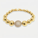 Bracciale in Metallo Dorato sfere medaglione grigio donna - BYSIMON gioielli
