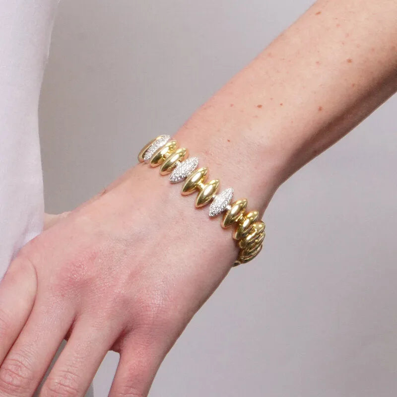 Bracciale in Metallo Dorato spike cristalli elegante donna