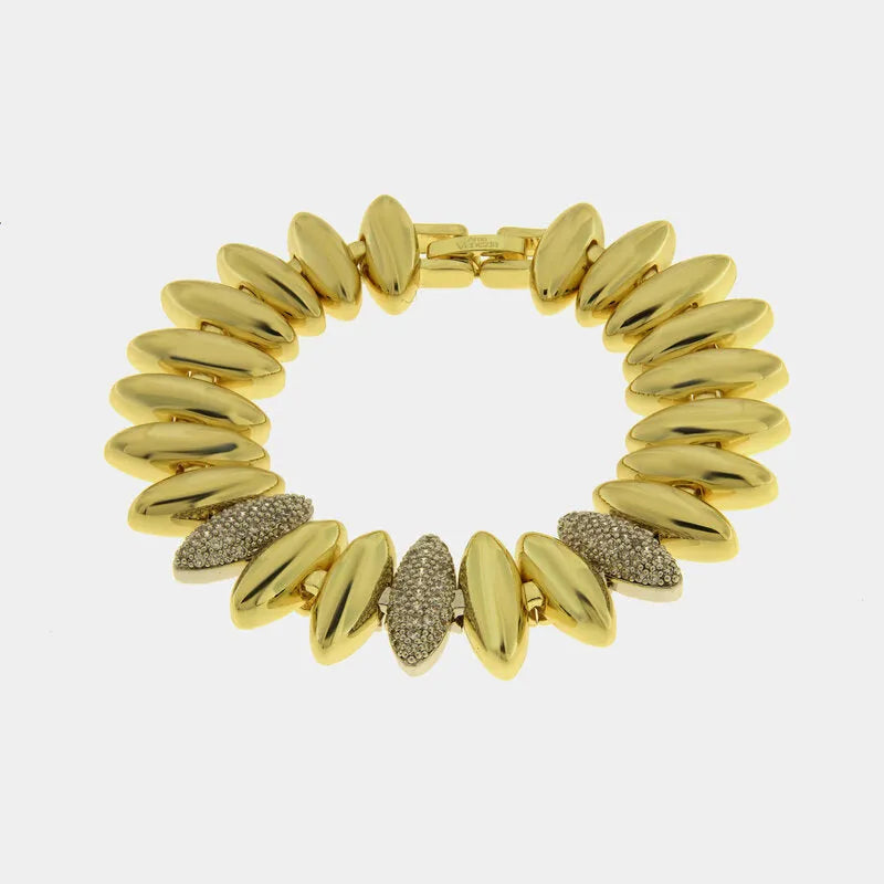 Bracciale in Metallo Dorato spike cristalli elegante donna