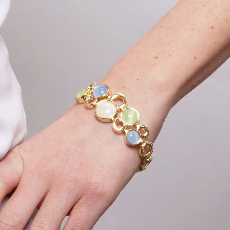 Bracciale in Metallo con pietre verdi e blu