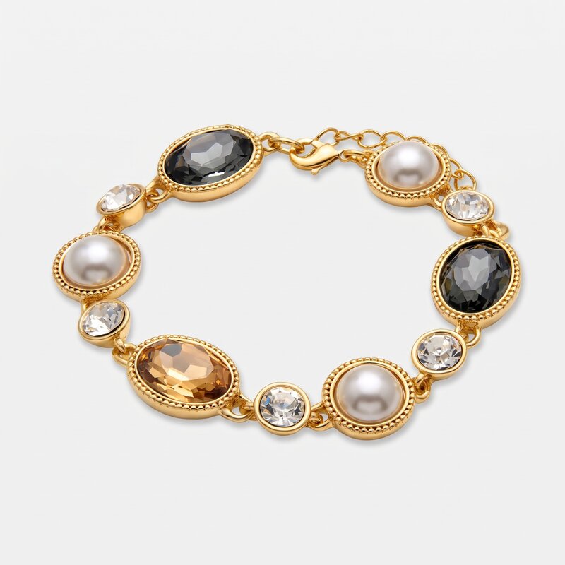 Bracciale in Metallo con cristalli e perline ovali Amo Venezia