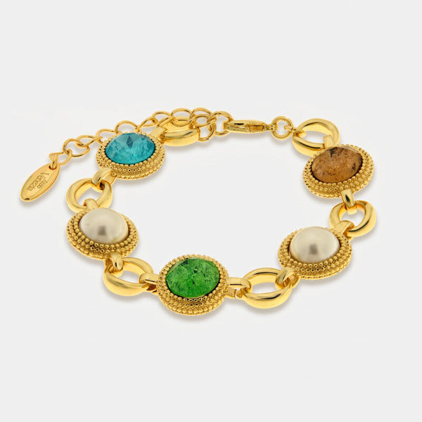 Bracciale in Metallo pietre azzurre verdi e arancio Amo Venezia