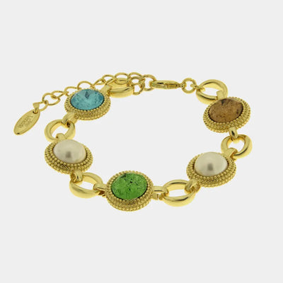 Bracciale in Metallo pietre azzurre verdi e arancio Amo Venezia