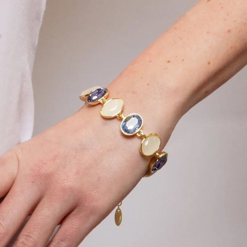 Bracciale in Metallo con pietre smaltate verdi