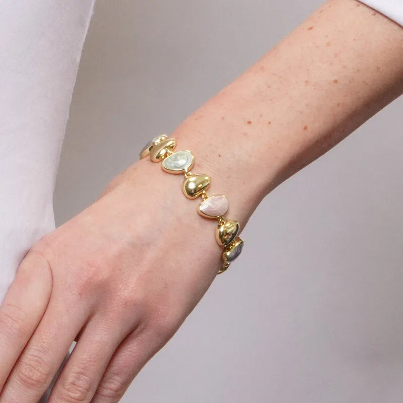 Bracciale in Metallo smaltato verde, bianco