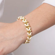 Bracciale in Metallo elastico con maglie intrecciate bianche e oro