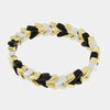 Bracciale in Metallo elastico con maglie intrecciate bianche, nere e oro