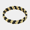 Bracciale in Metallo elastico con maglie ondulate nere e oro