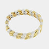 Bracciale in Metallo elastico con maglie ondulate bianche e oro