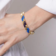 Bracciale in Metallo elastico con maglie lisce a colori alterni