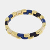 Bracciale in Metallo elastico con maglie lisce a colori alterni
