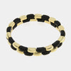 Bracciale in Metallo elastico con maglie lisce in nero e oro
