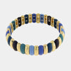 Elastic metal bracelet with blue-toned links