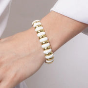 Bracciale in Metallo elastico con maglie bianche e oro