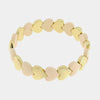 Bracciale in Metallo elastico con maglie a forma di cuore bianche e oro